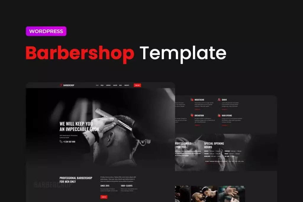 Barbearia - Barbercrop – Hairdressing Elementor Template Kit